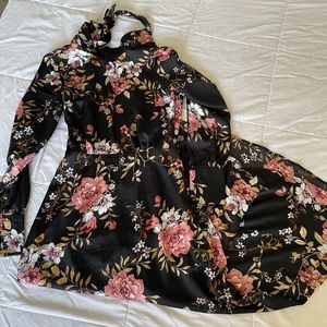 Nasty Gal Black Floral Dress